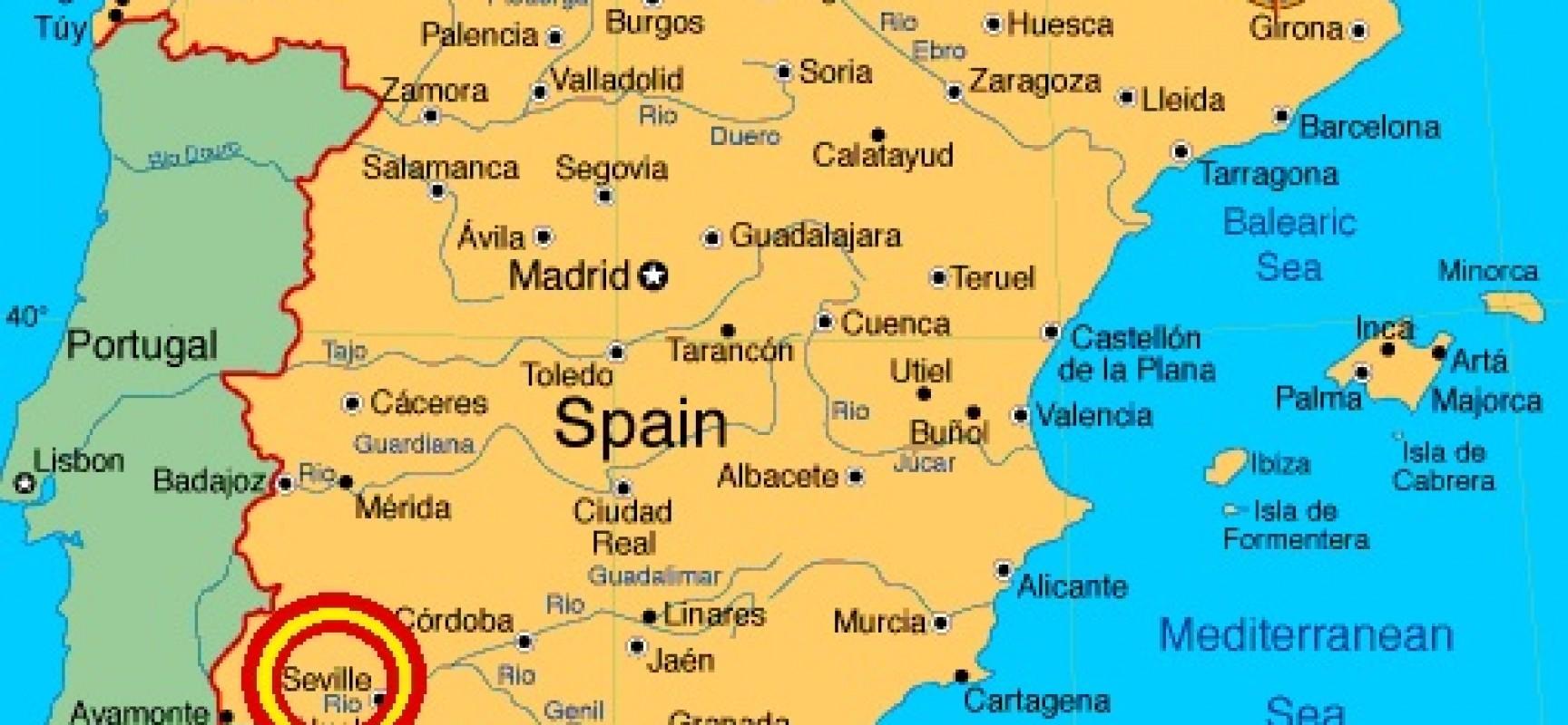 Sevilla (Spanje Kaart - Sevilla Spanje Kaart (Andalusië, Spanje)