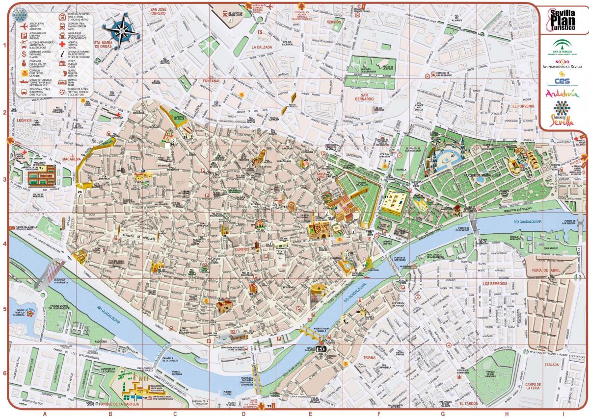kaart van het centrum van Sevilla 
