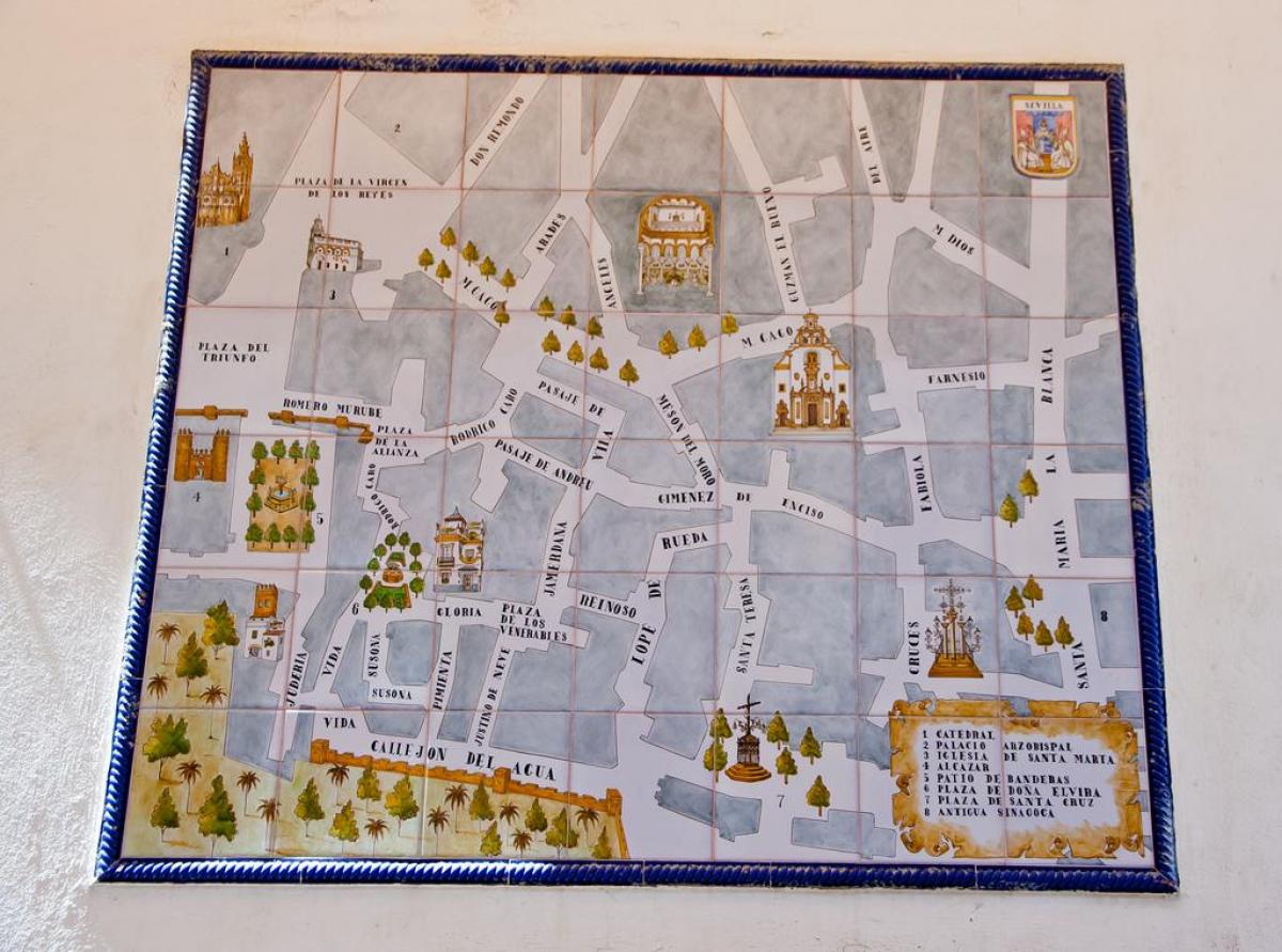 kaart van de joodse wijk van Sevilla