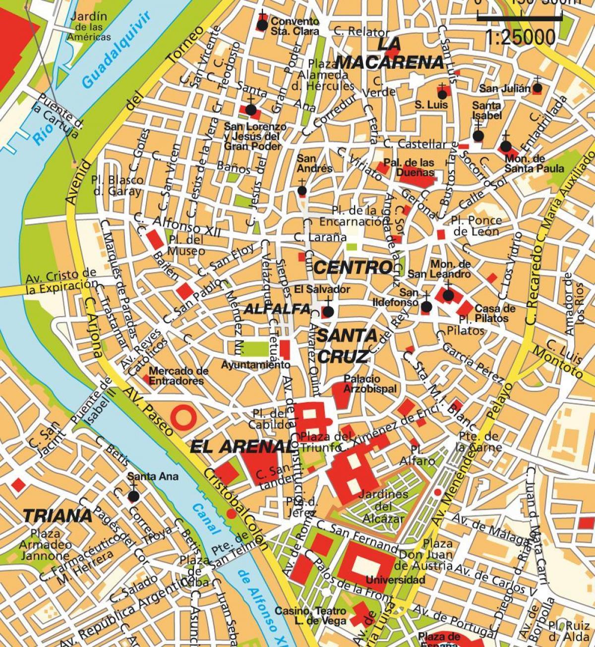 kaart van Sevilla spanje centrum
