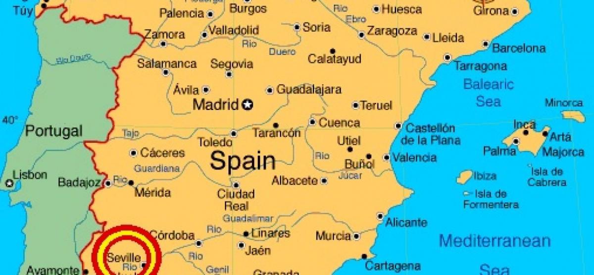 kaart van spanje laten Sevilla