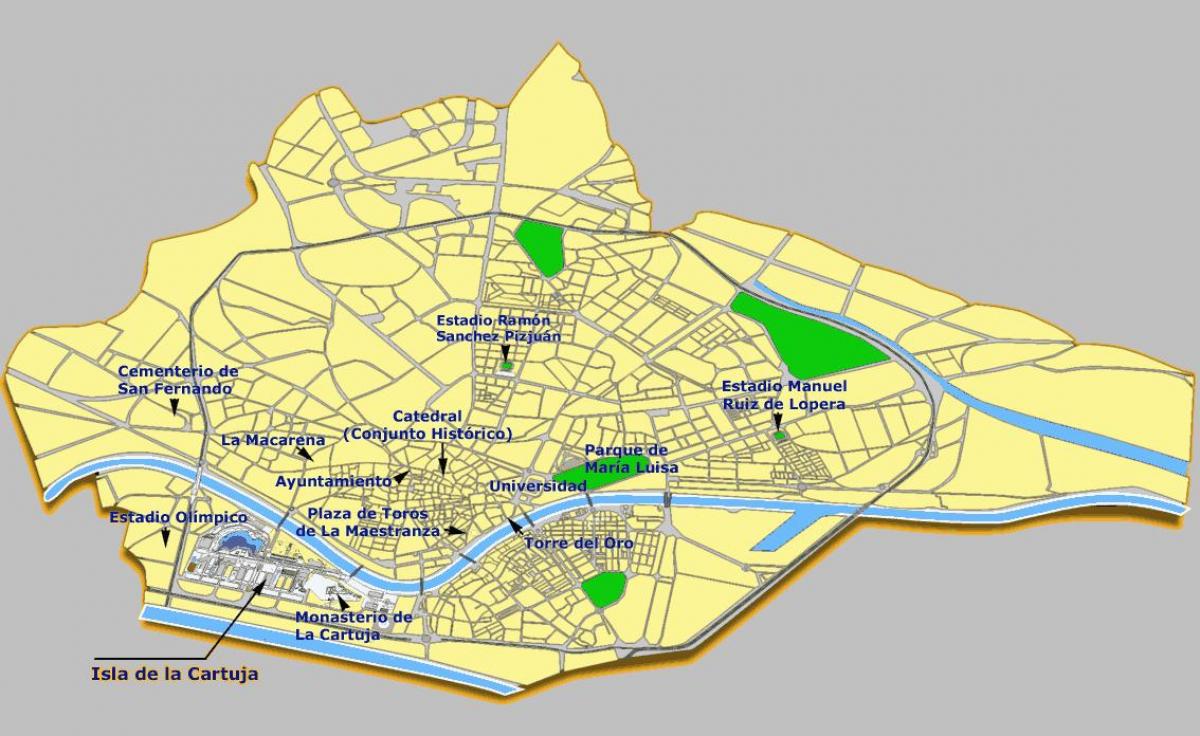 Sevilla (spanje attracties kaart