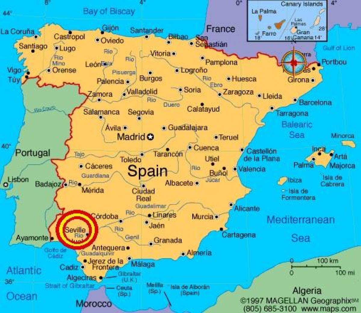 Sevilla espana kaart