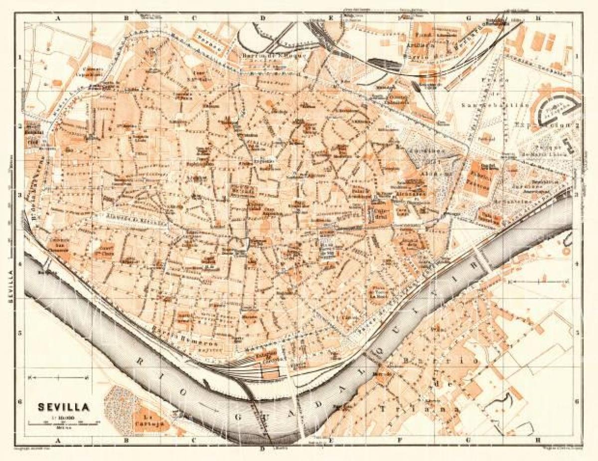 kaart van de oude binnenstad van Sevilla spanje