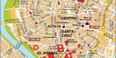 Sevilla (spanje kaart toeristische attracties