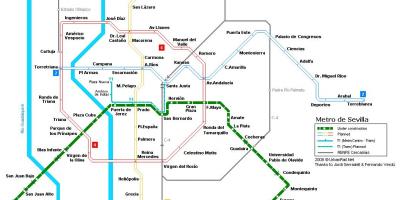 Kaart van Sevilla en het treinstation